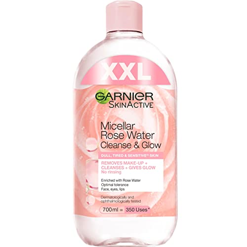 Garnier Mizellen Reinigungswasser, All-in-1 Reinigung mit Rosenwasser, Gesichtswasser für eine sanfte Reinigung und schonendes Abschminken, SkinActive, 1 x 700 ml