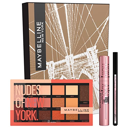 Makeup Set für einen perfekten Augen-Look, Mit Sky High Mascara, Hyper Easy Liquid Eyeliner (Nr. 800) und Nudes of New York Lidschattenpalette, 3-teilig