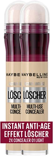 Maybelline New York Abdeckstift im Doppelpack, Instant Anti-Age Effekt Concealer, Löscher mit Mikro-Lösch-Applikator, Nr. 03 Fair, 2 x 6,8 ml