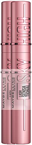 Maybelline New York Schwarze Wimperntusche für extrem lange Wimpern, Lash Sensational Sky High Mascara im Doppelpack, Very Black, 2 x 7,2 ml