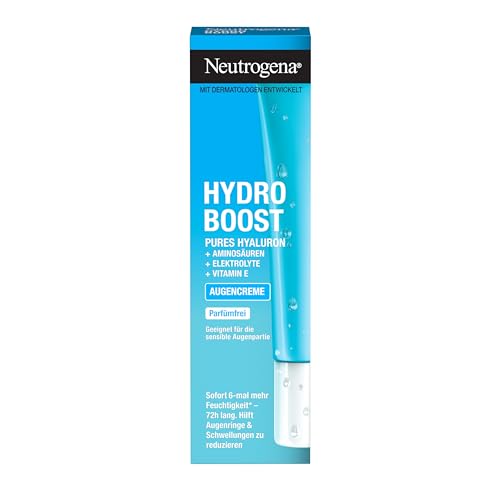 Neutrogena Hydro Boost Augencreme Gel, mit Glycerin & Hyaluron, parfümfrei, 2 x 15ml