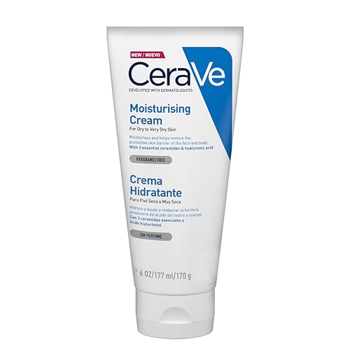 CeraVe Feuchtigkeitscreme für Körper und Gesicht, Creme für trockene bis sehr trockene Haut, Mit Hyaluron und 3 essenziellen Ceramiden, 1 x 177ml