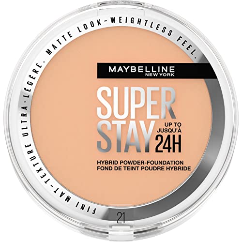 Maybelline New York 2-in-1 Puder Make-Up, Wasserfest und mattierend mit hoher Deckkraft, Super Stay Hybrid Powder Foundation, Nr. 21, 1 Stück