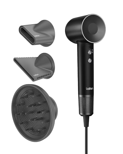 Laifen Haartrockner 200 Million Negativ Ionen Föhn, Swift Special Reisefön mit 110.000 U/Min Bürstenlosemstenloser Motor Für Schnelles Trocknen, Fön Geräuscharm mit Diffusor (Schwarz)