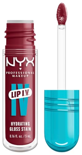 NYX Professional Makeup Feuchtigkeitsspendender Lipgloss und Lip Stain, Bis zu 12 Stunden Pflege, Lip IV Hydrating Gloss Stain, Farbe: Bubblegum Burst