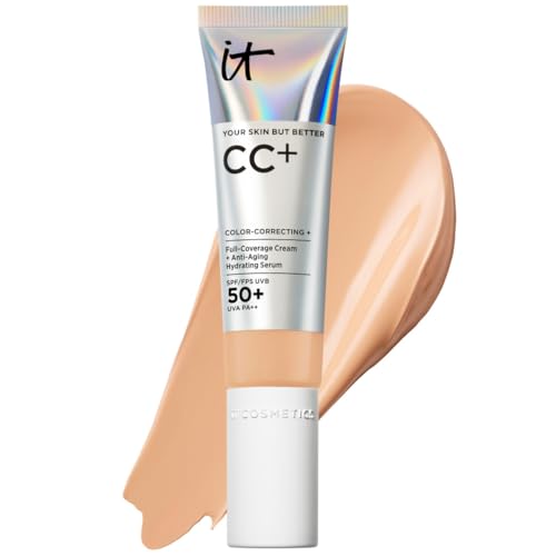 IT Cosmetics Your Skin But Better CC Cream LSF 50+, 32 ml, Hochpigmentierte Mehrzweck-Creme mit LSF 50, Getönte Anti-Aging-Tagescreme, Foundation, Concealer & Pflege in einem, Farbton Medium