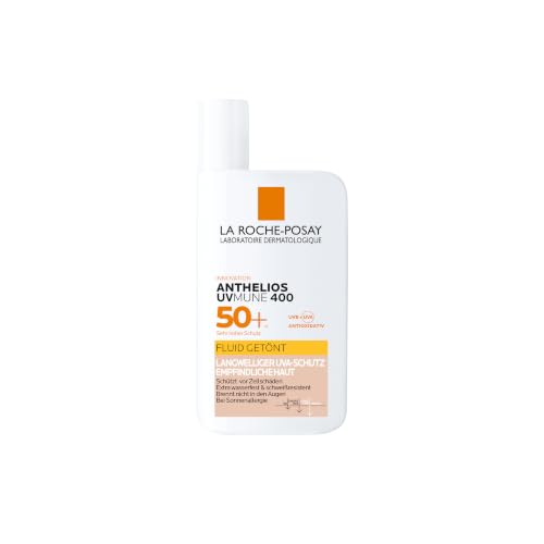 La Roche Posay Anthelios Invisible Fluid, Getönt UVMune 400 mit LSF50+, Sonnenfluid für empfindliche, zu Sonnenallergie neigende Haut, Mit Mexoryl und Netlock-Technologie, 50 ml