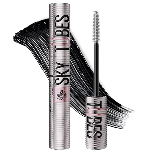 Maybelline New York Sky Tubes Mascara, Tubing Wimperntusche für extreme Länge & sanftes Entfernen mit warmem Wasser, Formel mit Shea Butter & Rizinusöl für gepflegte Wimpern, Schwarz, 7,2ml