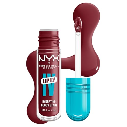 NYX Professional Makeup Feuchtigkeitsspendender Lipgloss und Lip Stain, 2 in 1, Bis zu 12 Stunden Pflege, Lip IV Hydrating Gloss Stain, Langanhaltender Lip Tint, Farbe: Drippin' in Rose
